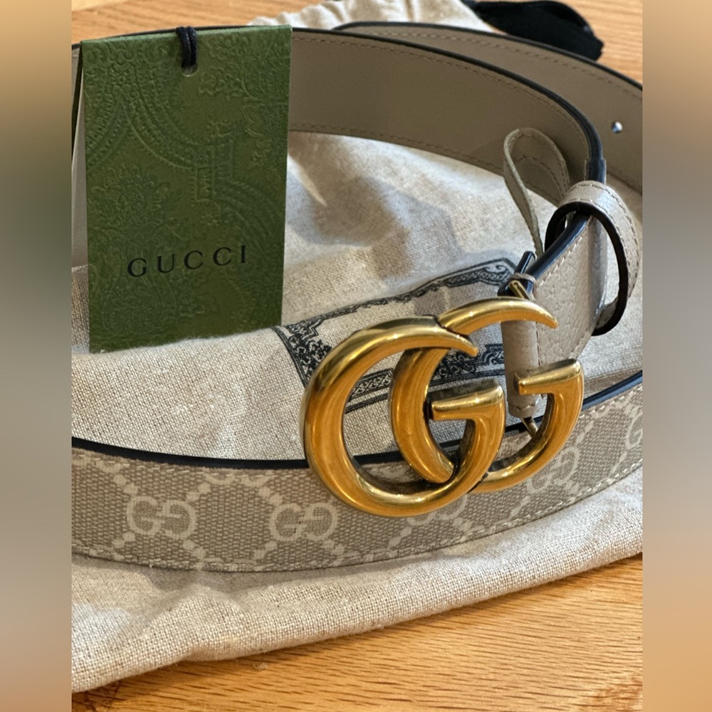 Gucci Beige and Gold GG Women's Belt